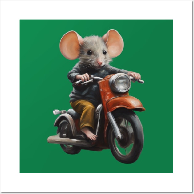 Mouse on Motorcycle Wall Art by CS77